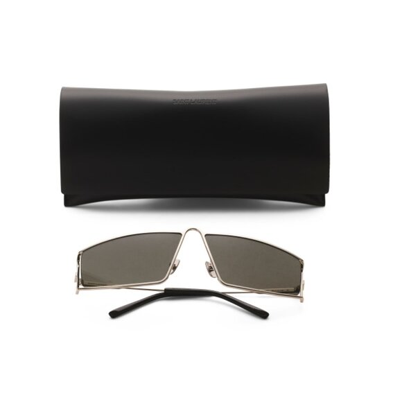SAINT LAURENT Silver 66mm Metal Rectangle Sunglasses - Picture 1 of 2